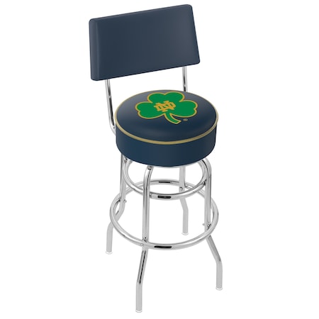 Holland Bar Stool Co 30" Chrome 2-Ring Notre Dame Shamrock Swivel Bar Stool, Back L7C430ND-Shm